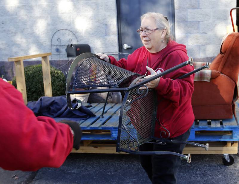 Diane Ahrens at the Operation Sweet Life warehouse on Thursday, Act, 17, 2024, in Elgin. The Operation Sweet Life charity helps furnish veterans homes.