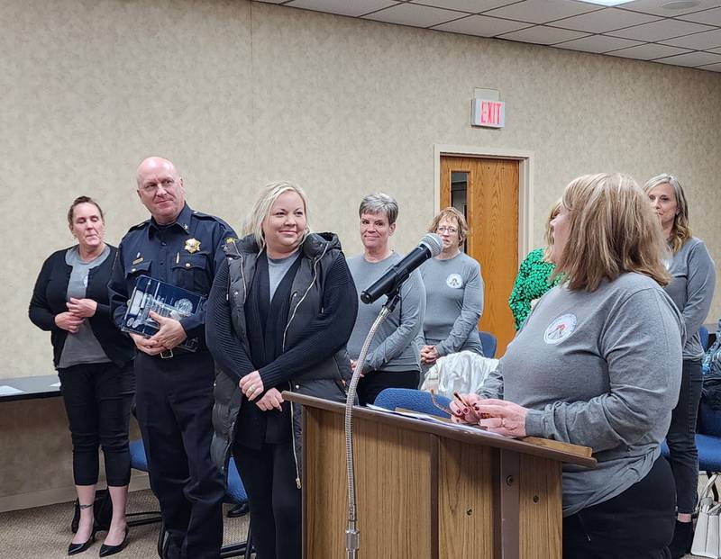 Organizers of Dementia Friendly-Princeton, including Director of the Bureau County Senior Center Denise Ihrig, gathered Monday to officially announce Princeton as the 26th Illinois community to receive the dementia-friendly accommodation.