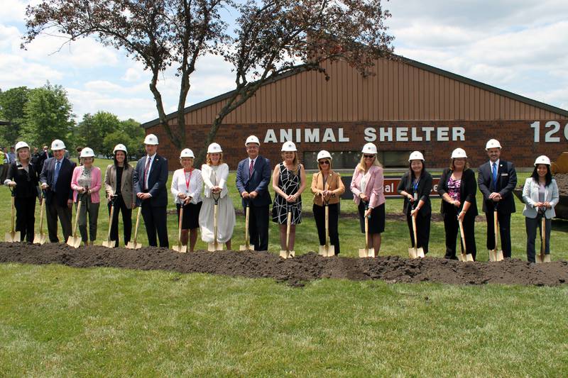DuPage County officials break ground Tuesday on an expansion of the DuPage County Animal Services shelter. (Photo courtesy of DuPage County)