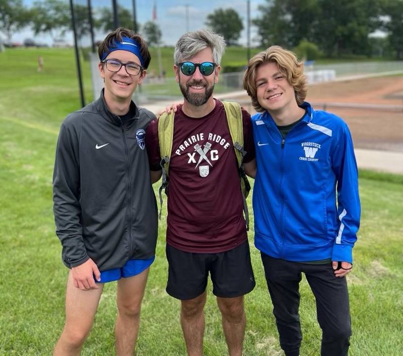 Woodstock junior Cohen Shutt (left), Prairie Ridge coach Judd Shutt (middle) and Woodstock freshman Ellery Shutt.