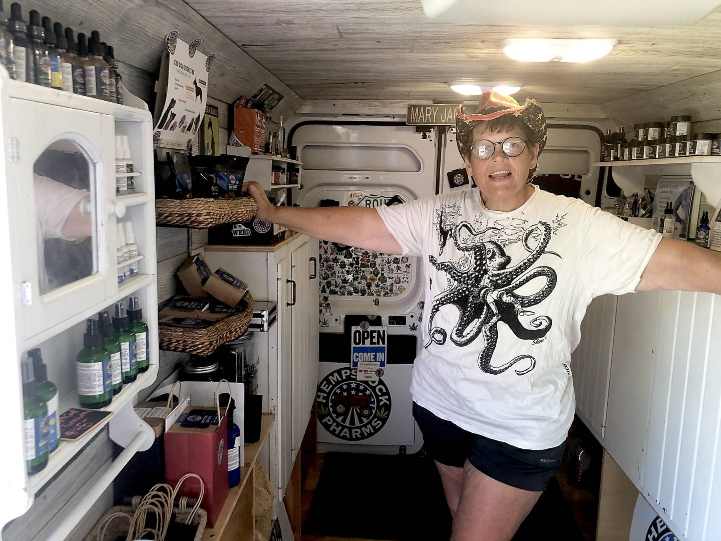 Stacy McCaskill operates Hempstock Pharm out of Woodstock and sold products made from her harvest at the McHenry County Fair on August 6, 2022. She has become an evangelist for the hemp plant and CBD-infused products since he started cultivating it in 2019.