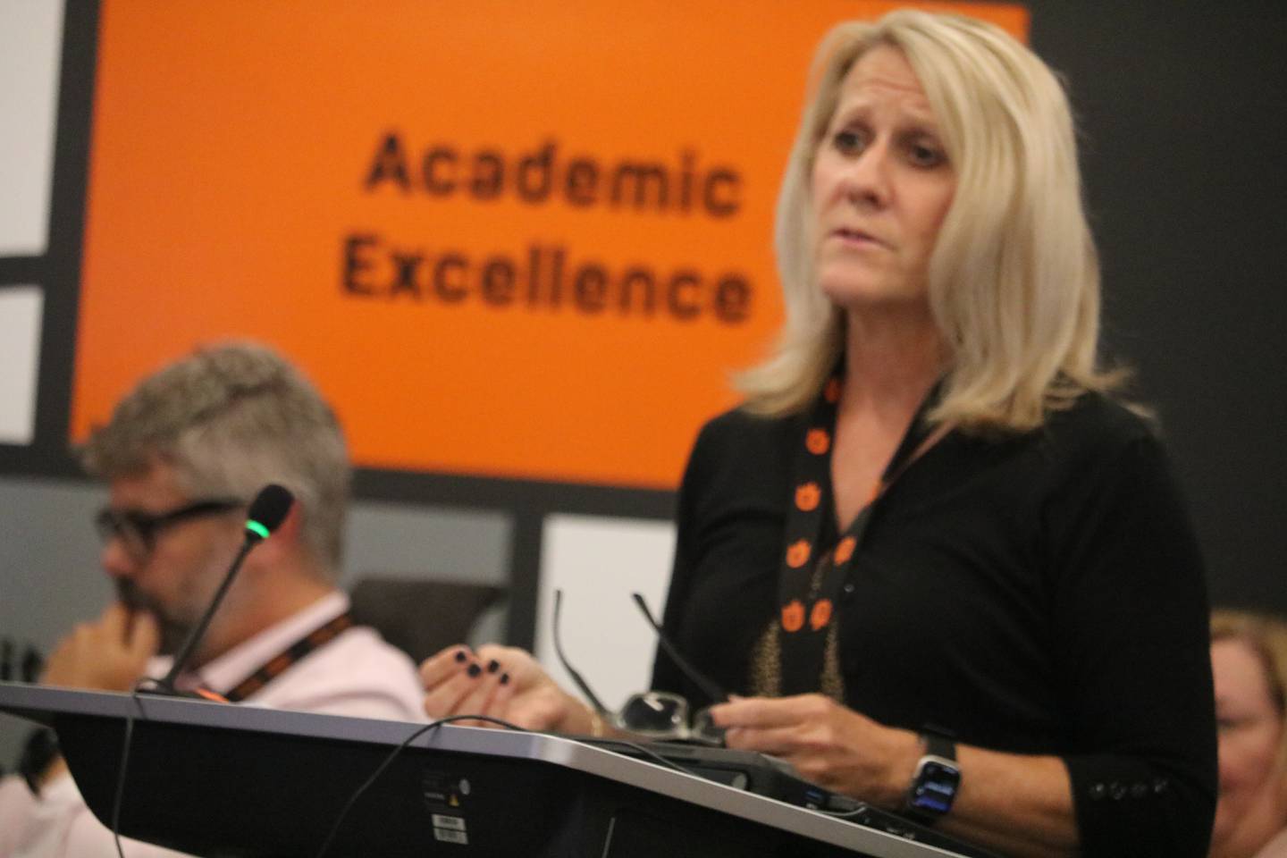 Tammy Carson, the district's director of facility and safety operations, briefs the DeKalb School District 428 Board on facility improvement projects that are being eyed by staff for summer 2025.