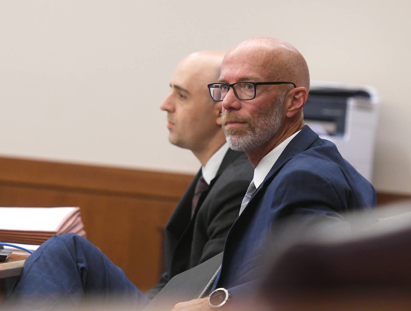 Ogle County State's Attorney Mike Rock (front) and assistant Matthew Leisten.
