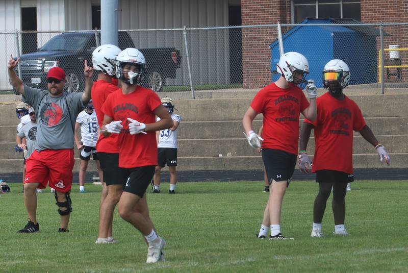 Members of the Streator football team run plays during the 7-on-7 held Saturday, July 15, 2023, at Princeton High School.