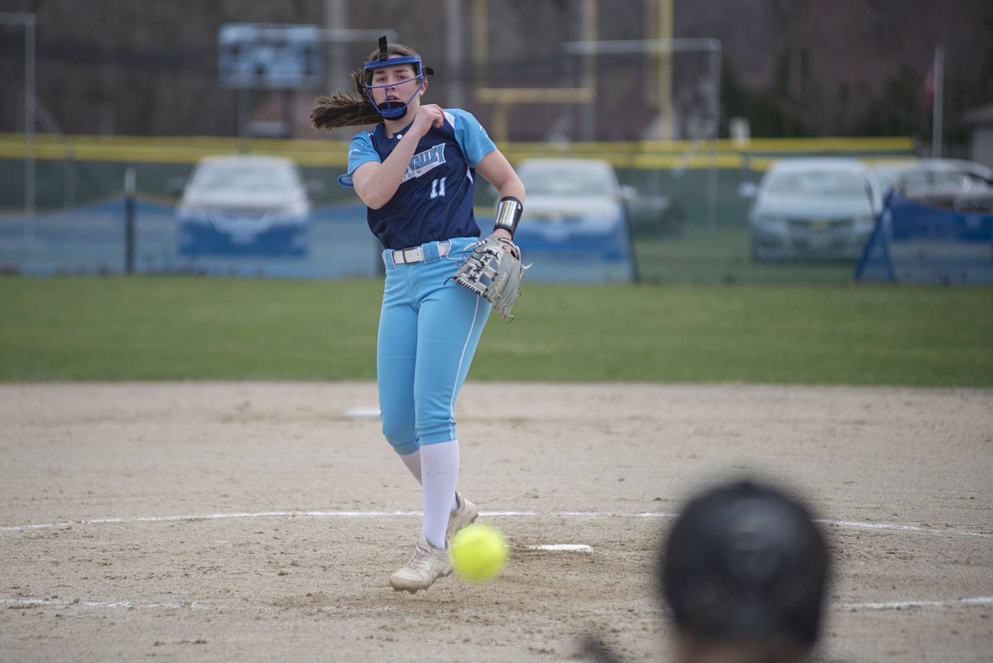 Bureau Valley's Madison Smith fires a pitch Wednesday, April 6, 2022 against Newman.