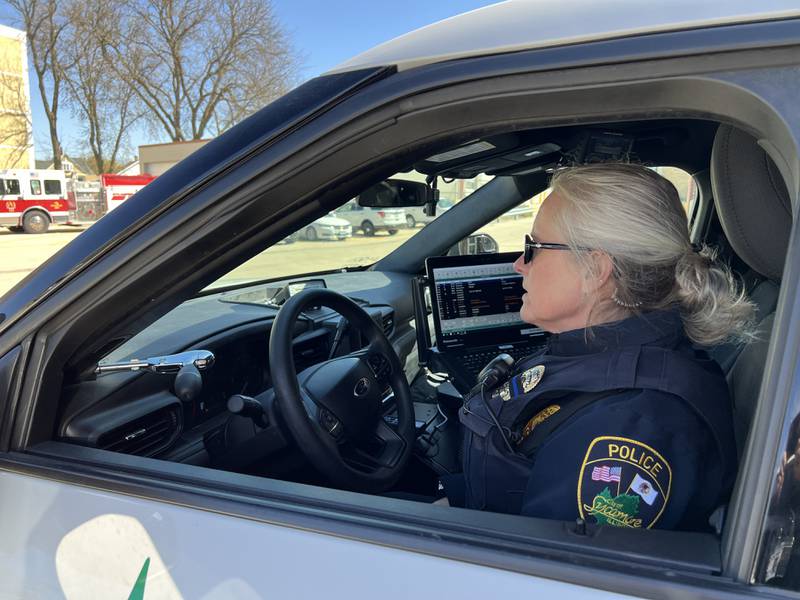 Sycamore Police Sgt. Sharon Anderson, patrolled the streets on Sycamore on April 19, 2024. Her boss, Sycamore Police Chief Jim Winters said Sharon, a patrol shift supervisor, is known for leading active shifts with lots of patrols.