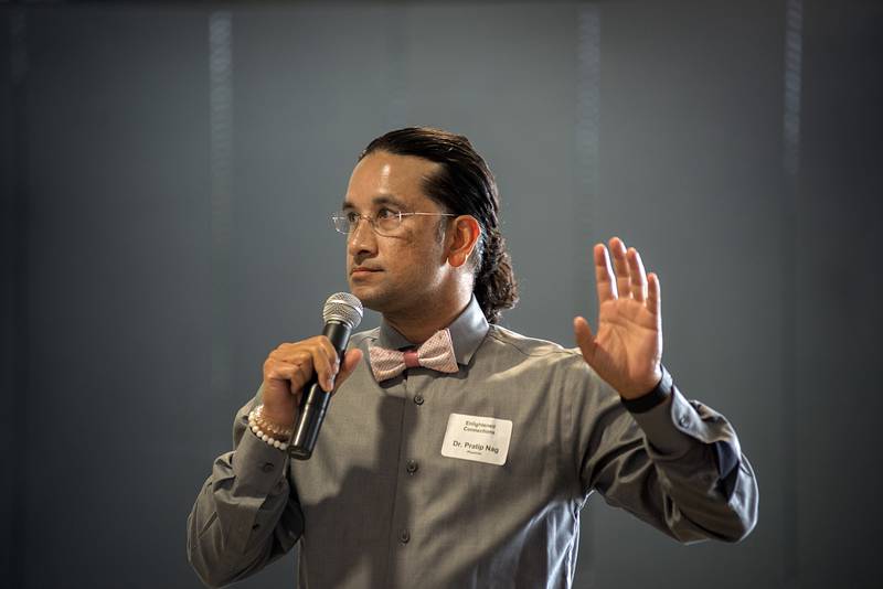 KSB pediatric specialist Dr. Pratip Nag addresses the group at SVCC Wednesday, Sept 7, 2022 during a Project OPEN forum. Nag spoke about joining organizations and services to better help those in need.