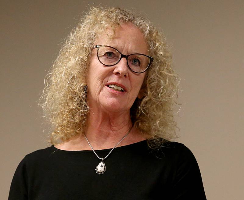 Illinois Valley Community College Board of Trustees candidate Teresa Schmidt speaks during a candidate forum on Wednesday, March 22, 2023 at IVCC.