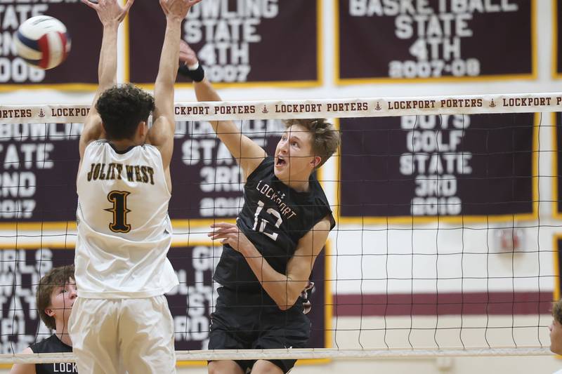 Lockport’s Austin Williams hits a shot against Joliet West on Tuesday, March 31, 2026 in Joliet.