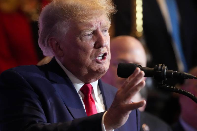 FILE - Former President Donald Trump speaks at a campaign event at the South Carolina Statehouse, Jan. 28, 2023, in Columbia, S.C. A special grand jury that investigated efforts by then-President Donald Trump and his allies to overturn his election loss in Georgia is expressing concerns that some of the witnesses called to testify may have lied under oath. The panel recommends that the district attorney “seek appropriate indictments for such crimes where the evidence is compelling.”  But the report does not name the people who are alleged to have lied. (AP Photo/Alex Brandon, File)