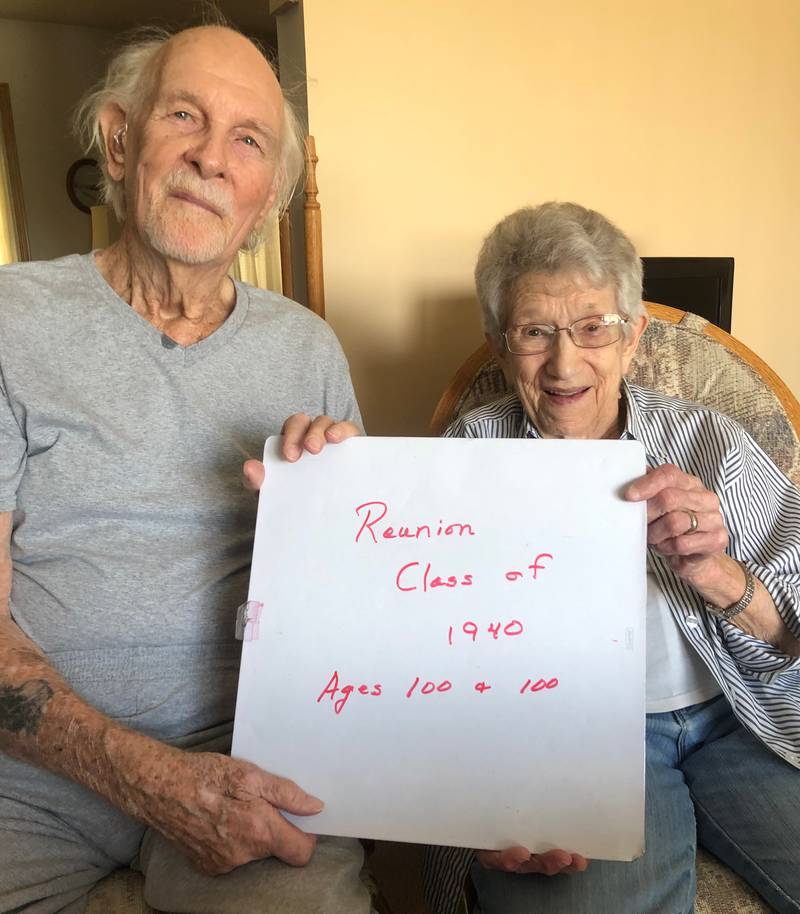 Orval Gearhart, who celebrated his 100th birthday in January, wondered if any other members of the Class of 1940 still lived. After seeing a 100th birthday item for Ethyl Steder in the Dixon Telegraph and Sterling Gazette’s Celebrations section, he reached out for a reunion. They were able to meet and share memories.