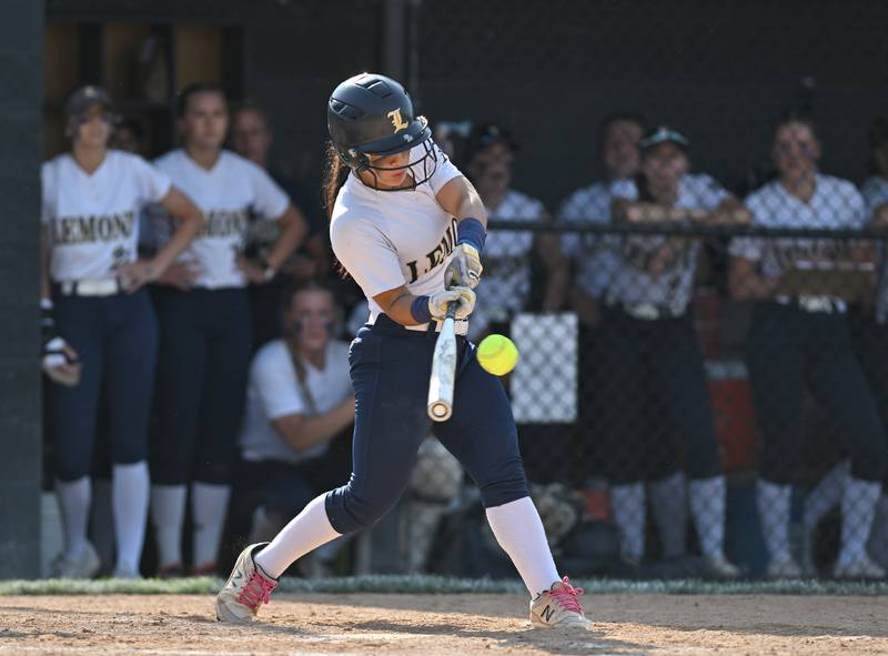 Lemont's Maya Hollendoner at bat during the Lemont Class 3A Sectional Final game against Ottawa on Friday, June 2, 2023, at Lemont.