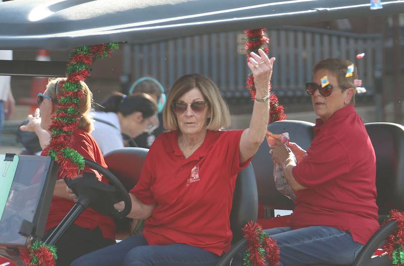 L-P Foundation members ride during the L-P homecoming parade on Thursday, Oct. 2, 2025 downtown Peru.