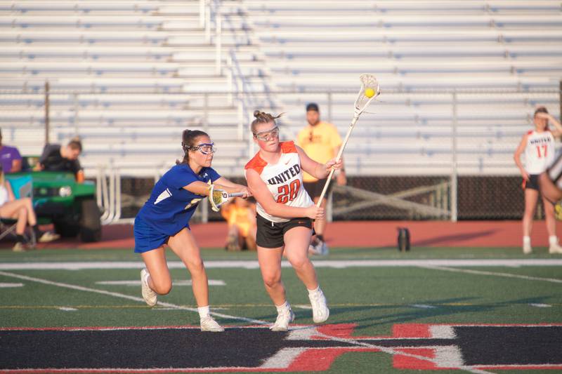 Crystal Lake Central's Maddie Lieflan battles against Lake Forest at the Super Sectional Final on Tuesday, May 30, 2023 in Huntley.