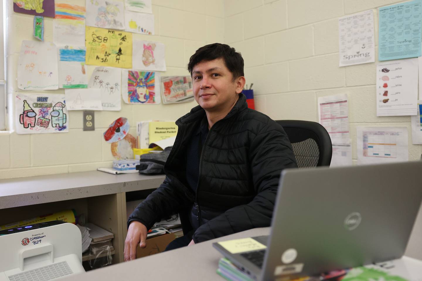 Augusto Quiroz-Cardenas of Colombia teaches a bilingual kindergarten class at Sator Sanchez Elementary. Joliet Public Schools District 86 welcomed three international teachers to the district at the start of the 2021-2022 school year. Wednesday, April 20, 2022, in Joliet.