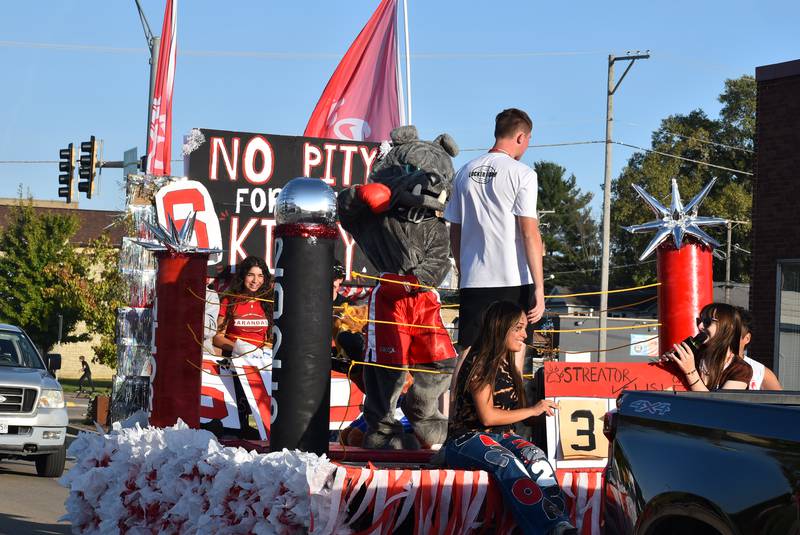 A student float makes its way along the parade route Wednesday, Oct. 2, 2024, during the Streator High School homecoming parade.