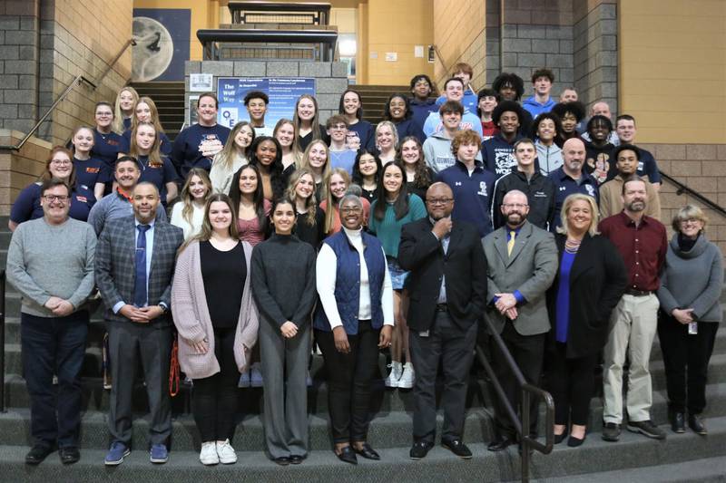 Students both in the classroom as well as those students who participated in their athletic sport of choice during the winter sport season in girls bowling, co-ed cheerleading, boys swimming, and boys basketball were honored by the Oswego Community Unit School District 308 Board of Education.
