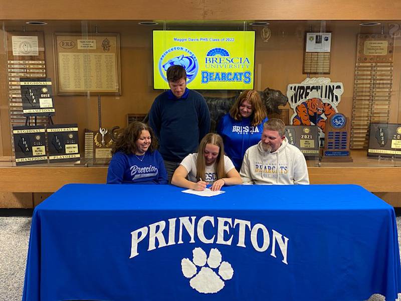 PHS senior Maggie Davis recently signed with Brescia University to play soccer next year. Davis was a key defender for the Tigresses' regional championship team. She was joined at her signing by her parents (front row), Julie and Bill Kuhne; and (back row) PHS coach David Gray and her sister Abby.