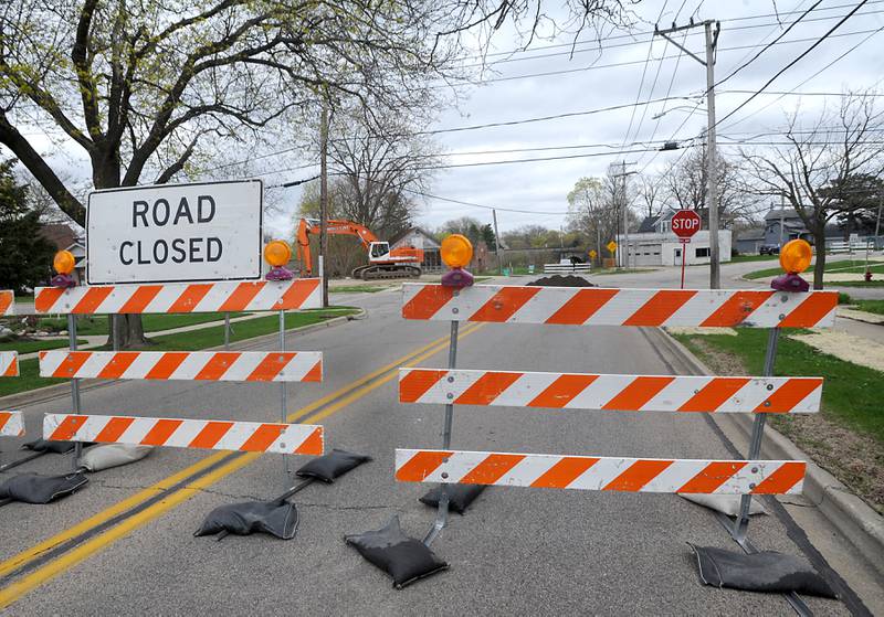 The intersection of South Street, Madison Street and Lake Avenue in Woodstock has been closed as the city prepares to begin building a roundabout there.
