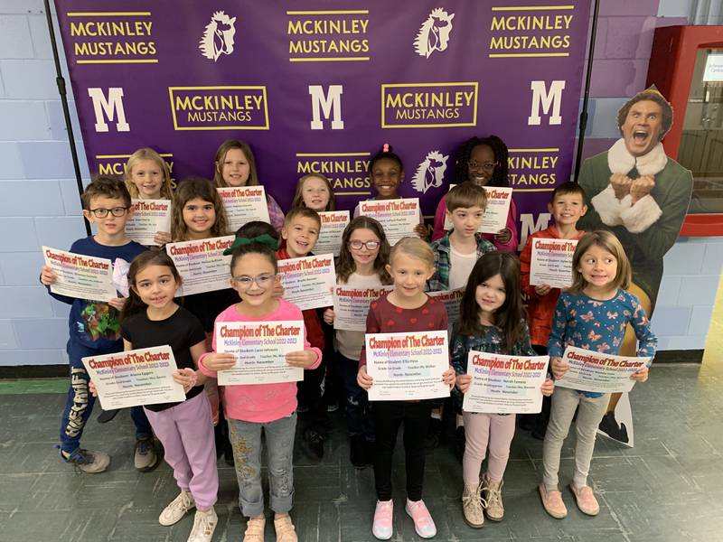 McKinley Elementary School in Ottawa named its Champions of the Charter for November 2022. 
These students have shown extraordinary efforts in doing the right thing, being a positive role model, and for demonstrating emotional intelligence.
McKinley Elementary School in Ottawa named its Champions of the Charter for November 2022. They are: Brooks N., Lyla B., Norah T., Brenton G., Natalie F., Ellie H., Lacei J., Melina S., Alaina E., Elsa O., Dylan S., Esteban A., Addison P., Cheyenne W., Evan H., Donna H., LaMyah M. and Aiden W.