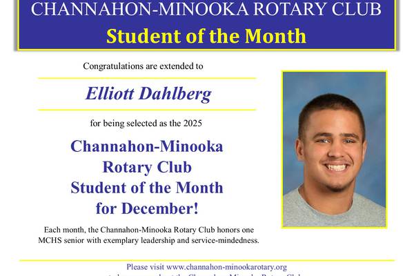 Minooka senior Elliott Dahlberg earns Student of the Month honor 