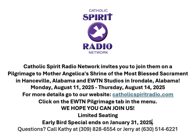 Catholic Spirit Radio's flyer for the pilgrimage.