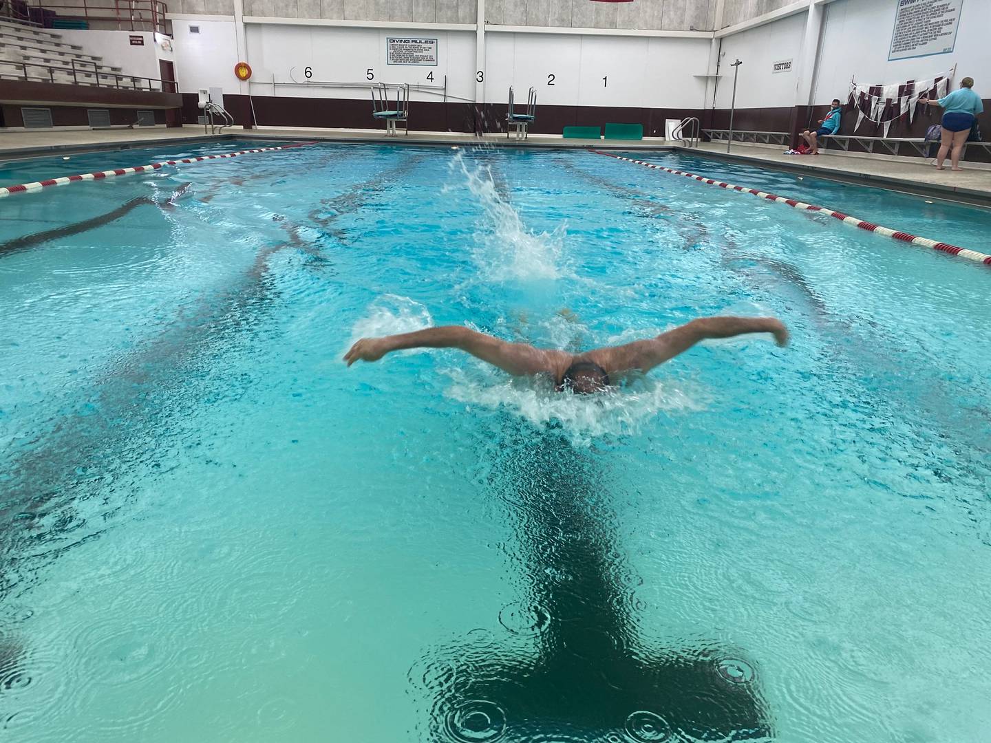 Drew Kirkman, of Morris, an Illinois Special Olympic Champion practices the butterfly
