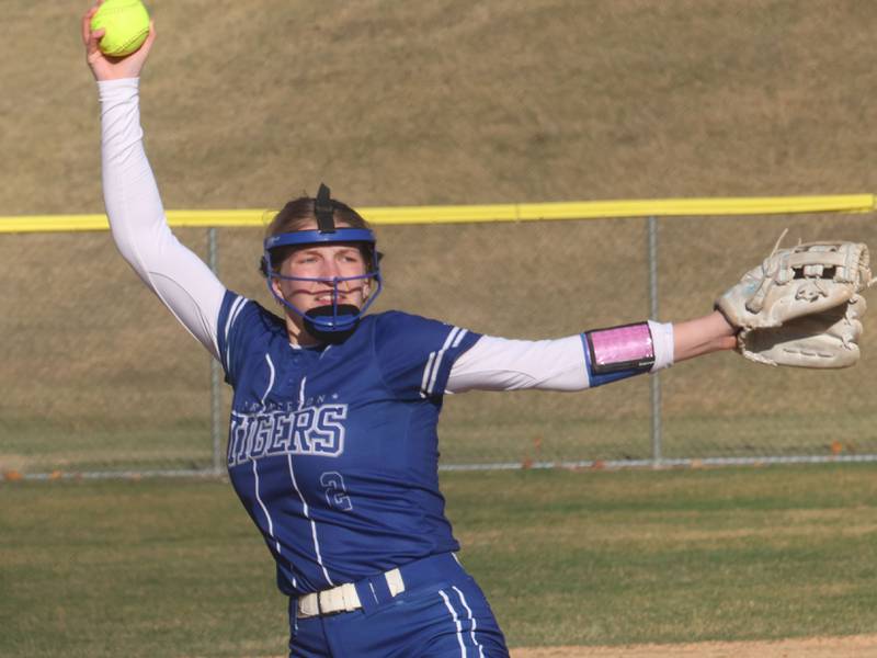 Princeton's Reese Reviglio lets go of a throw to Ottawa on Friday, March 13, 2026 at Ottawa High School.