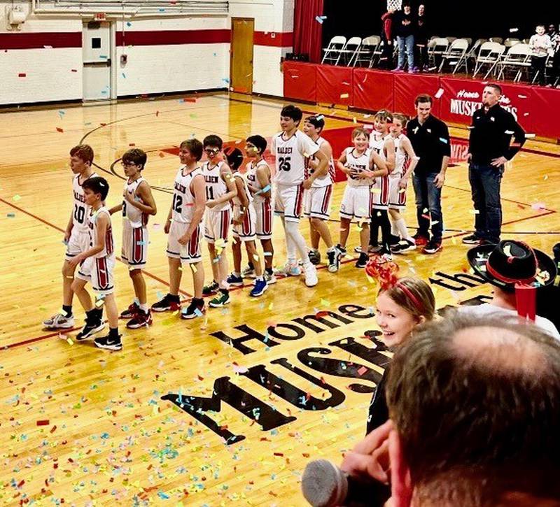 The confetti flew at Malden after the Musketeers defeated defending champion DePue 35-31 Thursday night  for their first BVEC championship.