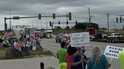 People gather in Morris to ‘make good trouble’ by protesting Trump administration policies