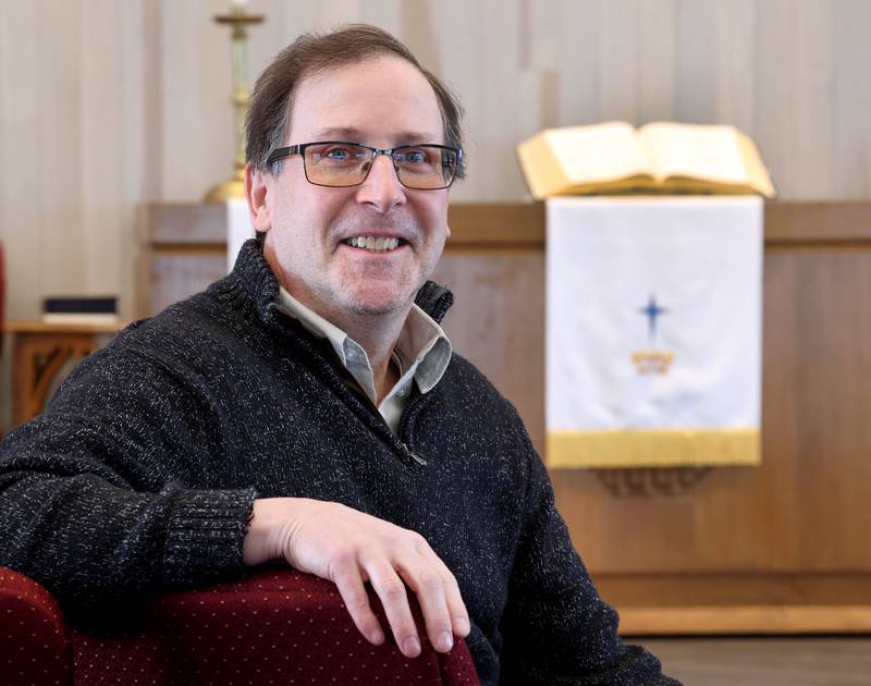 Jonathan Crail, senior pastor at the First United Methodist Church of DeKalb, Friday, Jan. 24, 2025, in the sanctuary at the church.