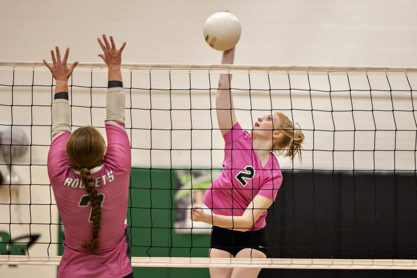 Dixon’s Madyson Tichler hammers a shot Thursday, Oct. 13, 2022 against Rock Falls.