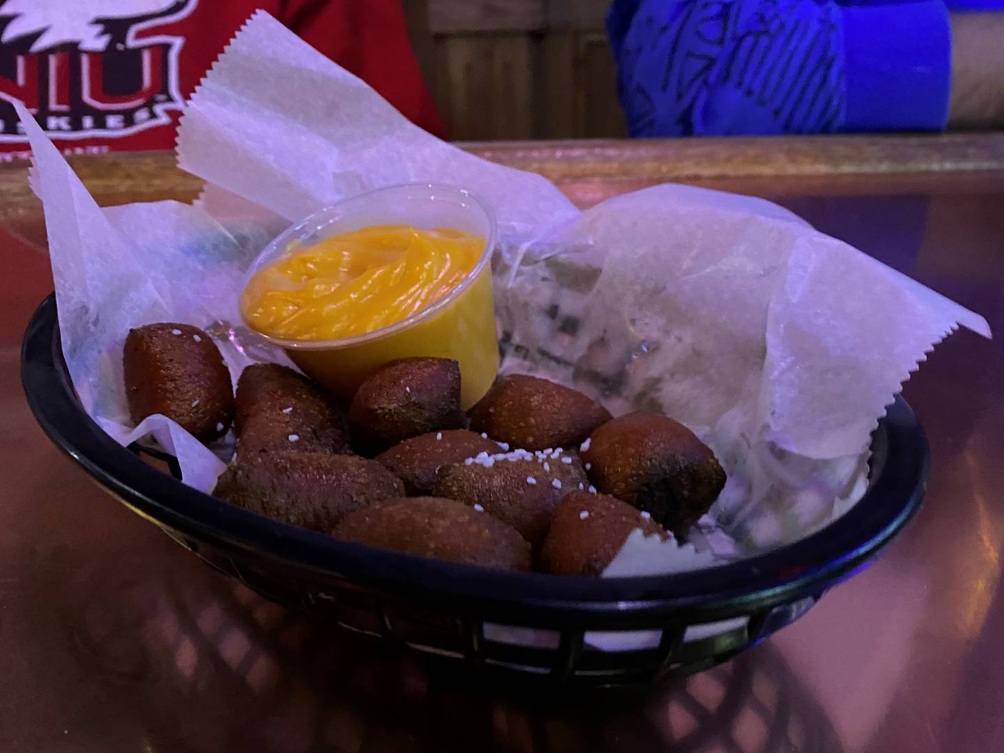 Pretzel bites with cheese sauce are an appetizer option at JJ's Pub in Ottawa.