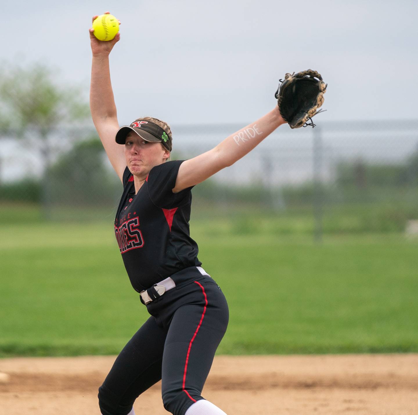 Yorkville's Madi Reeves (2) delivers a pitch against Plainfield North during the Class 4A Oswego East Regional softball final at Oswego East High School on Friday, May 27, 2022.