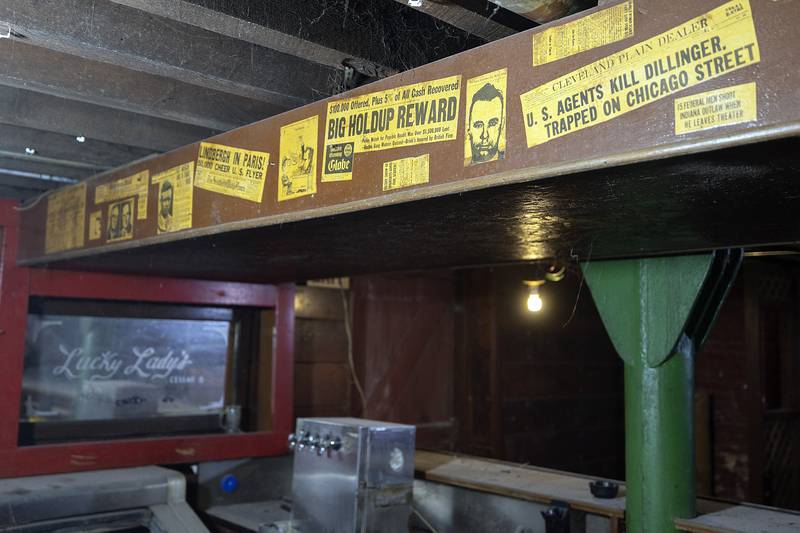 In the basement of PJ’s, former owners decorated the space with newspaper clips of headlines and stories of the time.