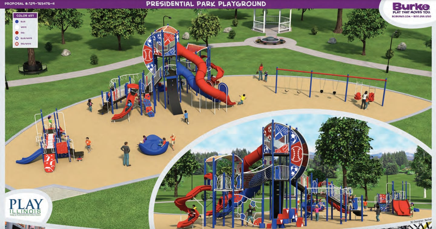 A rendering of a new playground for Presidential Park in Algonquin.