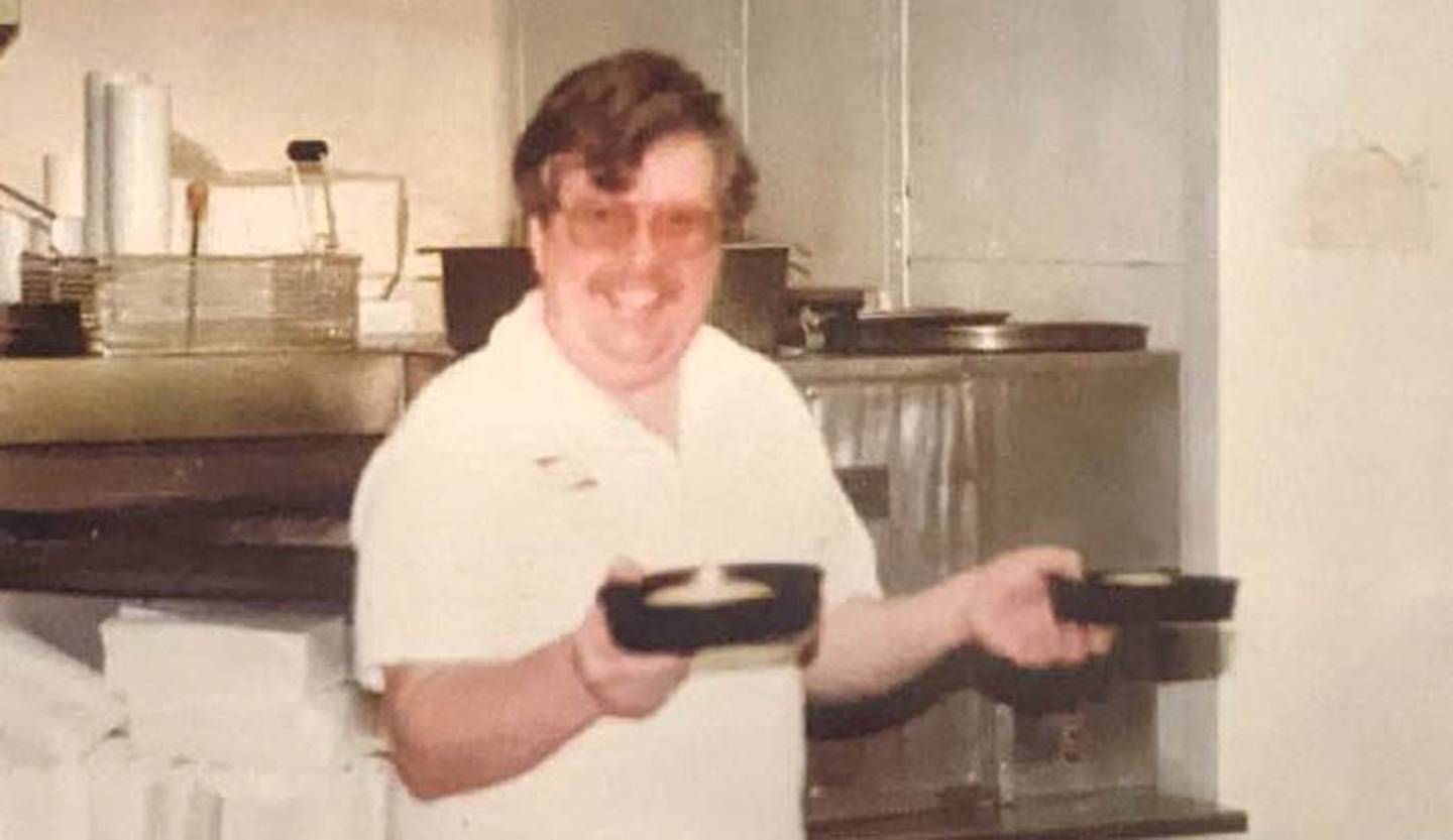 Larry Finn, co-owner of Pizza Villa in DeKalb, died unexpectedly at age 76 on Tuesday, Dec. 14, 2021. Finn is shown here in the mid-1990s working in the kitchen of Pizza Villa. (Photo provided by CJ Finn)
