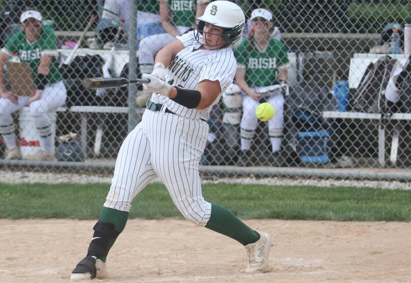 St. Bede's Ava Balestri strikes out swinging against Seneca on Monday, May 12, 2025 at St. Bede Academy.