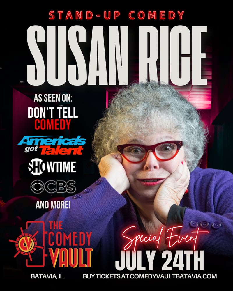 Comedian Susan Rice will perform at The Comedy Vault in Batavia July 24.