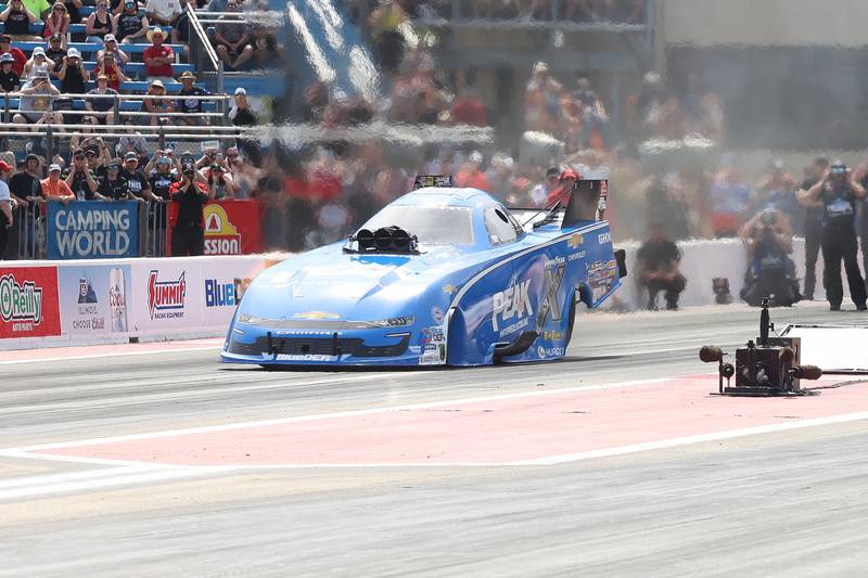 John Force takes off and wins the Funny Car semifinal race at the NHRA’s Gerber Collision and Glass Route 66 Nationals at Route 66 Raceway on Sunday, May 19, 2024 in Joliet.