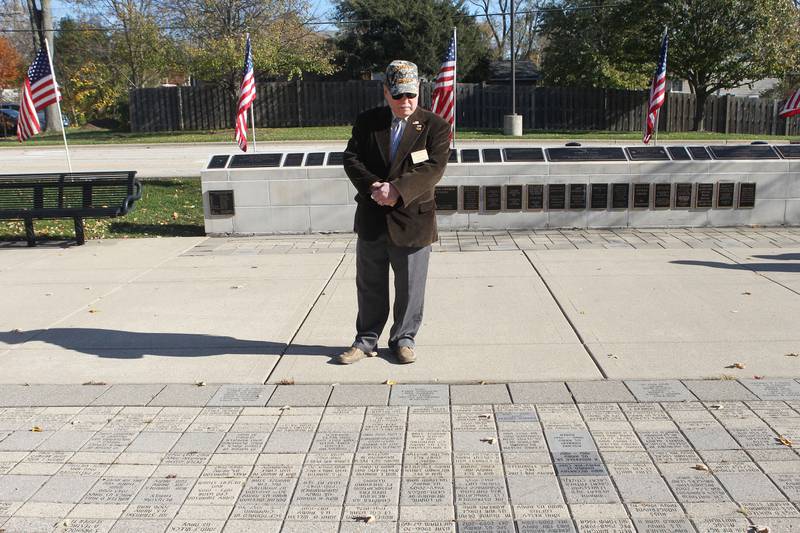 Art Dutkovic, of Lindenhurst, U.S. Army veteran, looks at engraved bricks in honor of service personnel after the Lindenhurst Veterans Day Ceremony at the Paul Baumunk Veterans Memorial at the entrance to the Lindenhurst Village Hall on November 11th. Dutkovic is the commissioner of the veterans memorial.
Photo by Candace H. Johnson for Shaw Local News Network