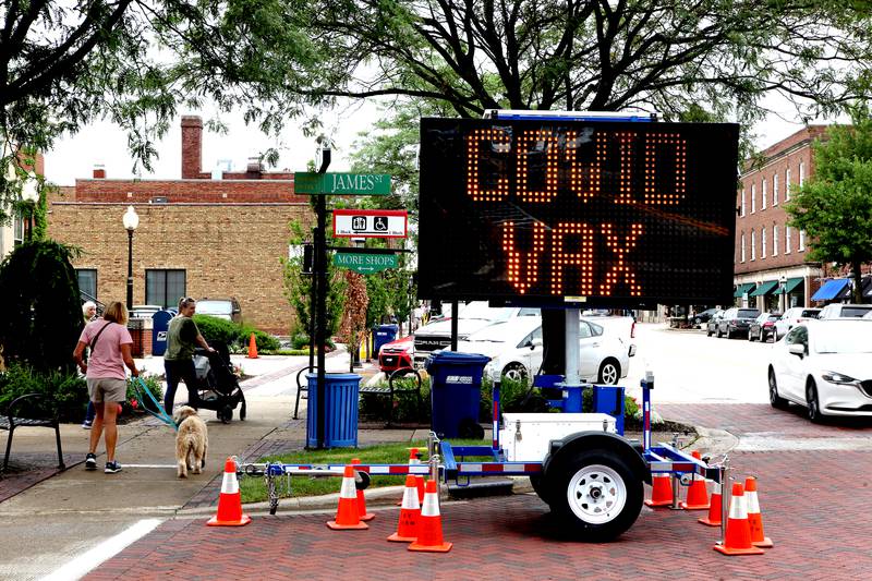 The Kane County Health Department has set up a COVID-19 vaccination clinic at the Swedish Days Festival in Geneva.