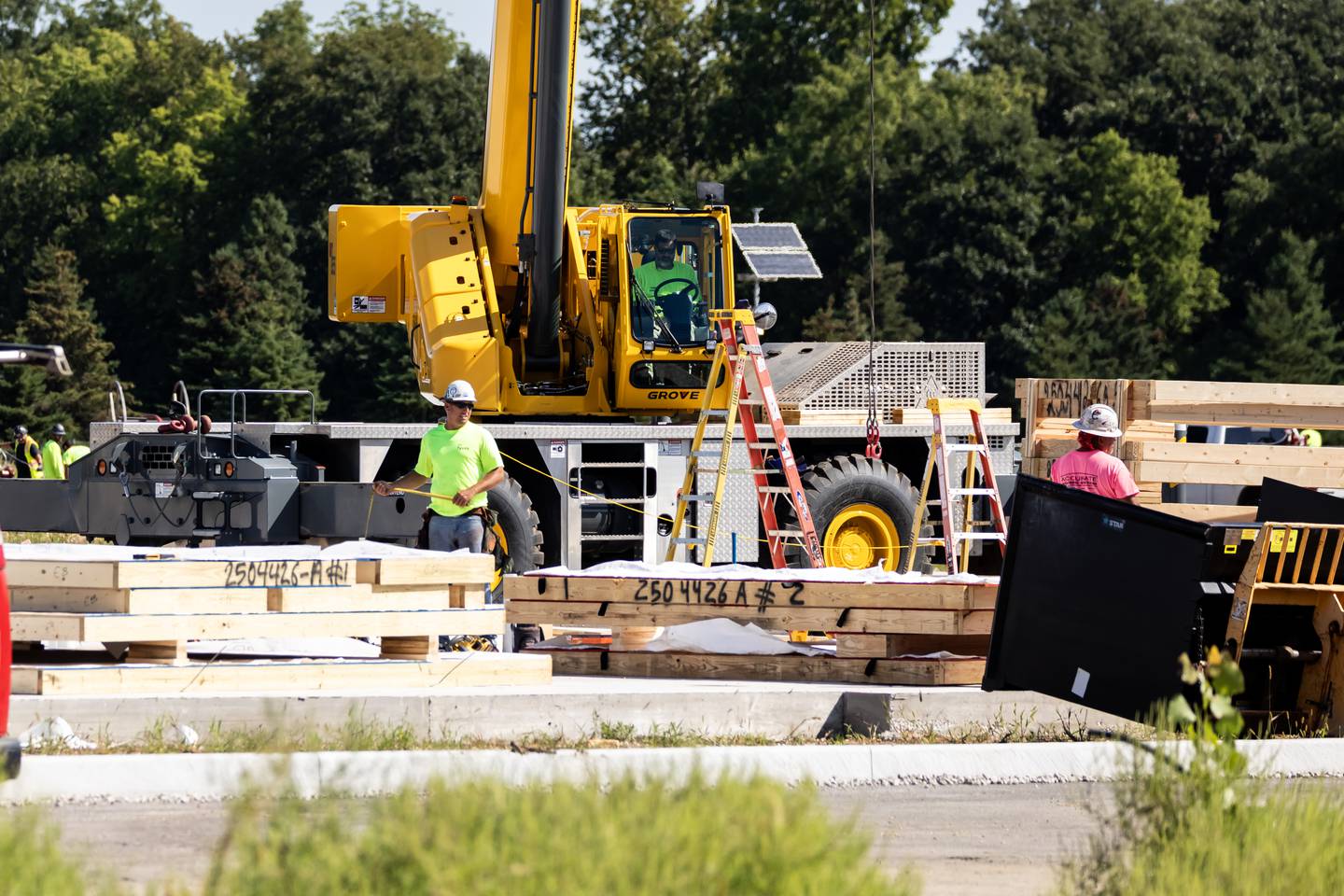 Work continues on the RockRun Collection, located near where the I-80 and I-55 connect in Joliet on Aug. 28, 2025.