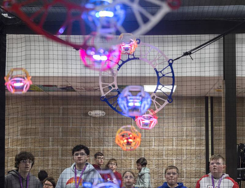 The middle school team works to score Wednesday, Jan. 22, 2025, against the high school team. Both teams will compete in the Feb. 8 qualifier for a chance to go to the national competition in Virginia.