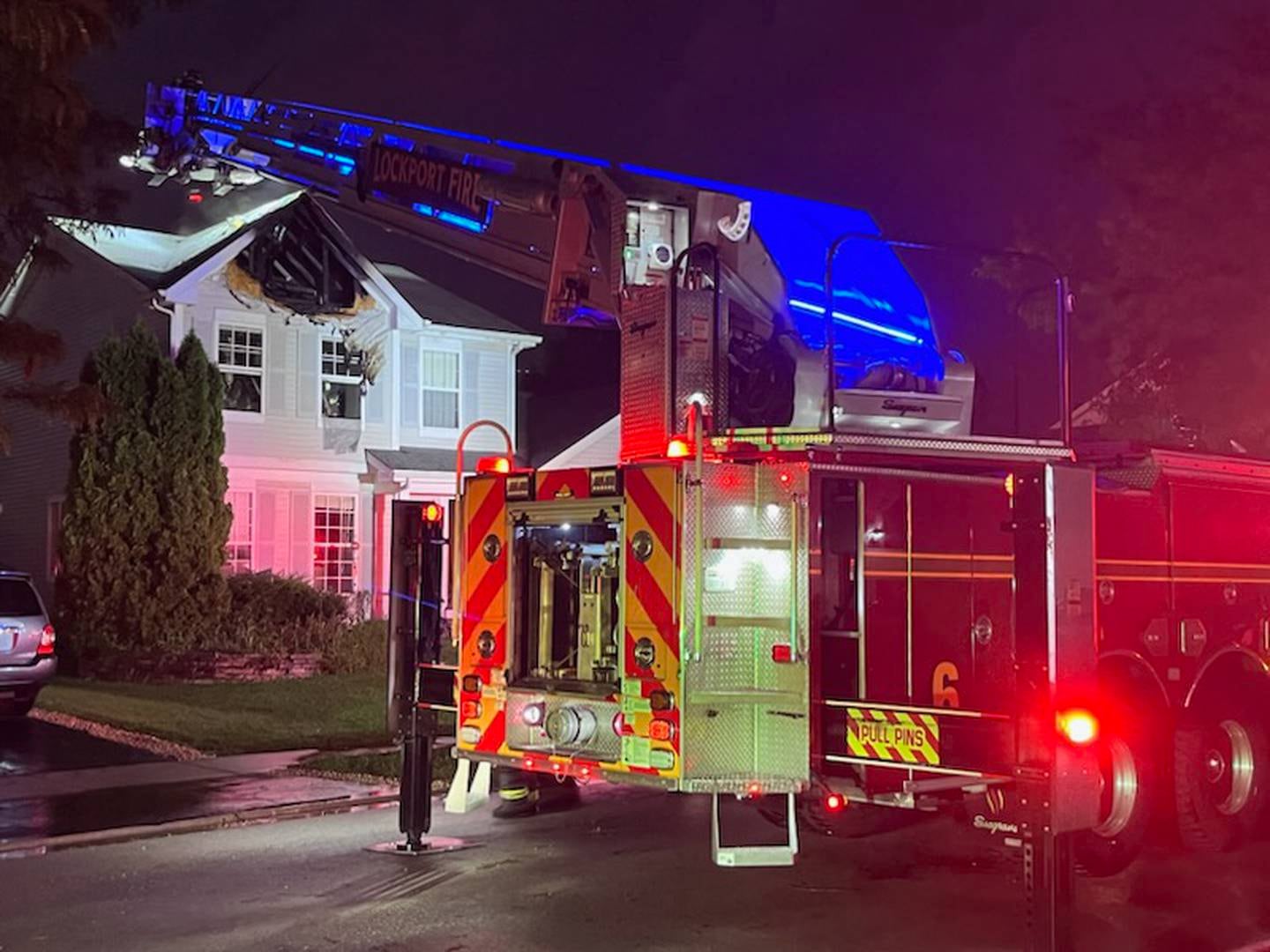 A residence in the  21700 block of Hemingway Court in Plainfield Township damaged by a fire on Sunday, Aug. 17, 2025.