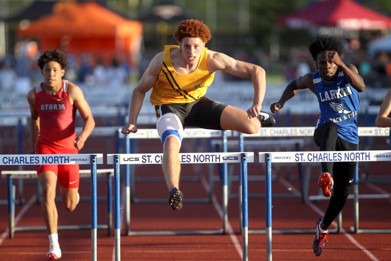 Metea Valley’s Jalen Johnson competes in the 110-meter hurdles during the Class 3A St. Charles North Sectional on Thursday, May 19, 2022.