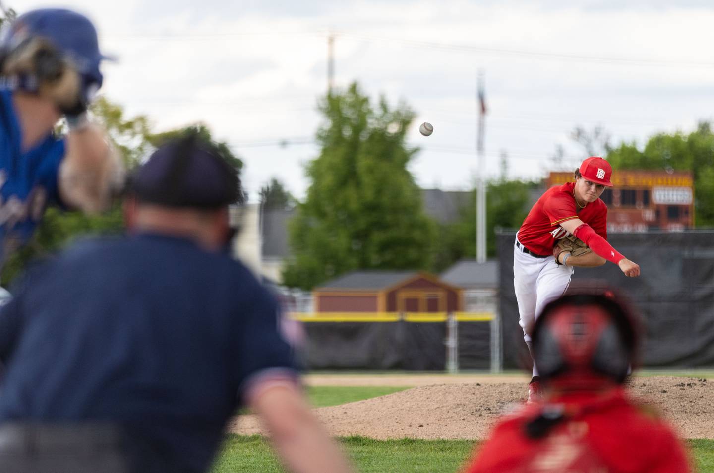 Batavia pitcher Connar Temple pitches against St. Charles North during the Class 4A Regional semifinal at Batavia High School in Batavia on Thursday, May 29, 2025.