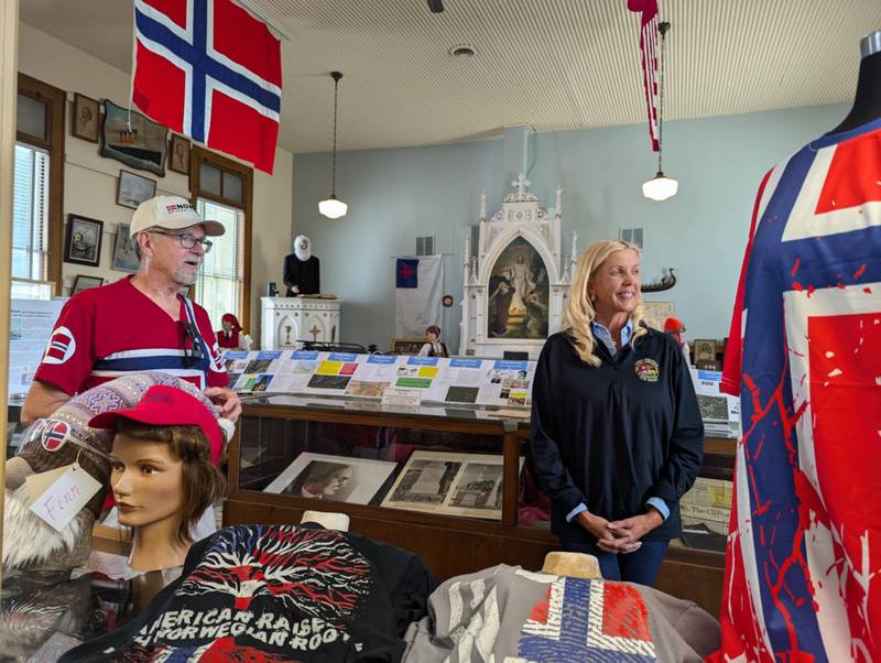 Sen. Sue Rezin toured the Norsk Museum on Wednesday, Oct. 9, 2024, in Norway, Illinois. The day fell on Leif Erickson Day, who is credited with discovering North America 500 years before Chrisopher Columbus.