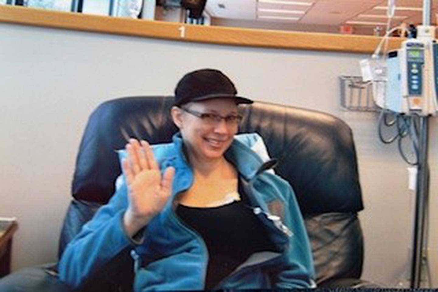 Shelley Herlihy at her second chemotherapy treatment at SwedishAmerican Hospital in Rockford in January 2010.