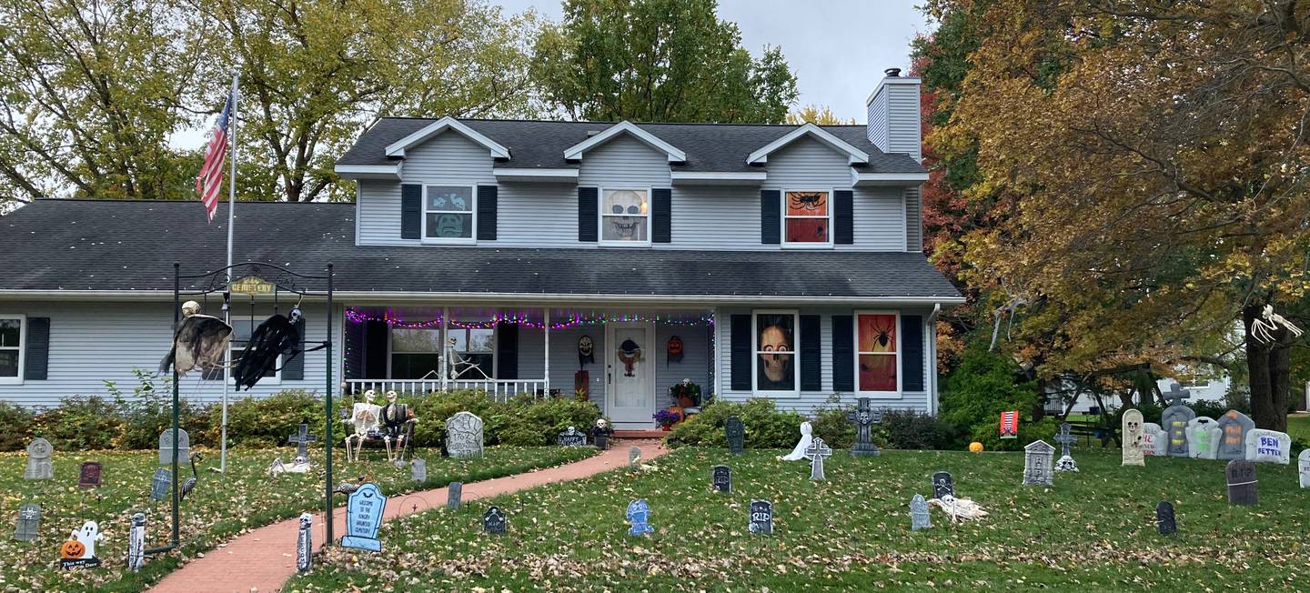 Halloween decor including the Kingry Haunted Cemetery for Peggy and Greg Kingry, 1232 Northridge, Dixon.